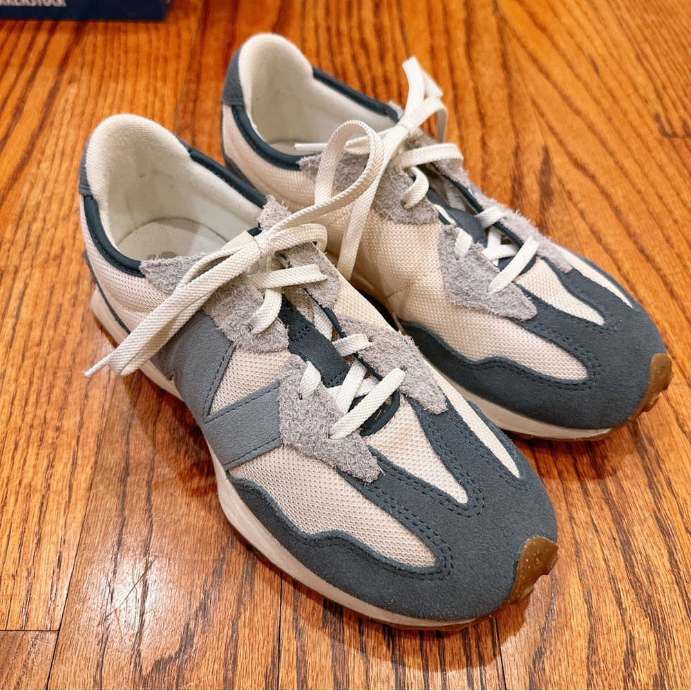 New Balance 327 White and Blue Low-Top Sneaker